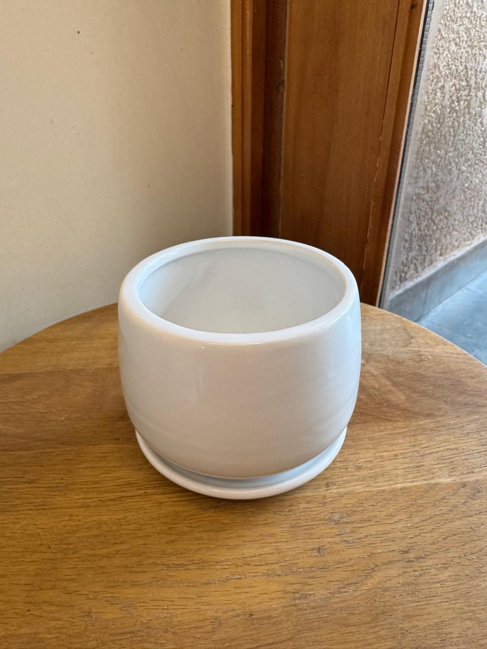 Macetero Blanco Liso Pequeño