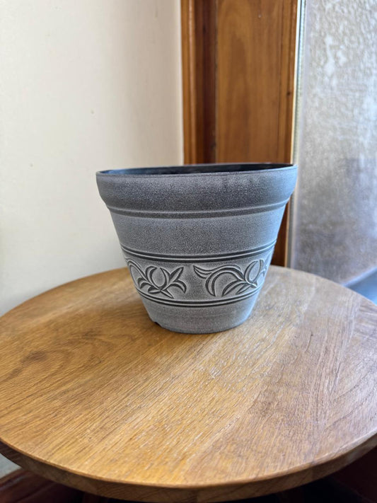 Macetero Plastico Gris Bajo